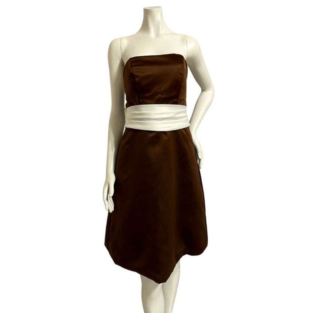 Neblon USA Brown Formal/Special Occasion Dress with Rhinestone Broach Belt